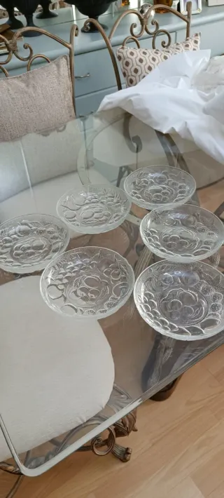 Juego 4 Platos Cristal Postre Frutas