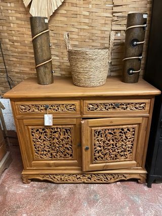 Precioso Mueble Hindú Madera Maciza Tallada