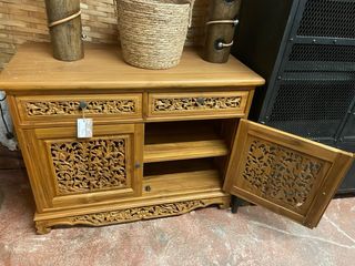 Precioso Mueble Hindú Madera Maciza Tallada