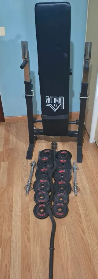 Set Gym Homcom Banco, pesas y barras decathlon