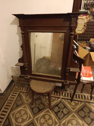 Espejo antiguo madera y cristal