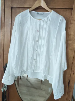 Blusa Zara Lino Blanca