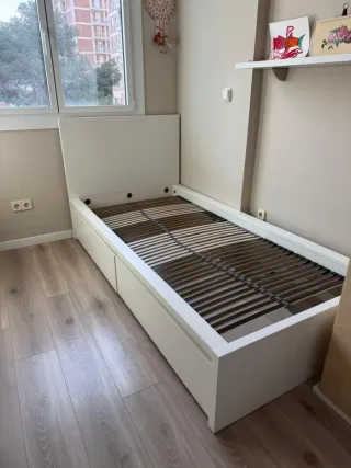 Cama individual 90x200cms con 2 cajones