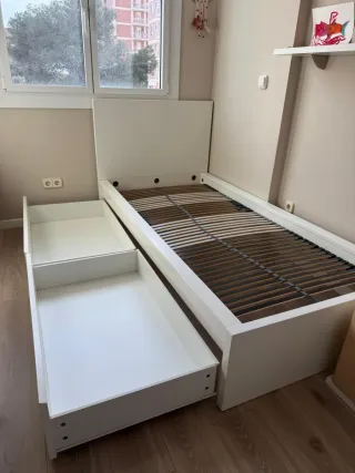 Cama individual 90x200cms con 2 cajones