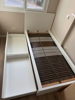 Cama individual 90x200cms con 2 cajones