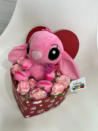 Regalo San Valentin Stitch Corazón Flores