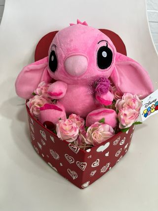 Regalo San Valentin Stitch Corazón Flores