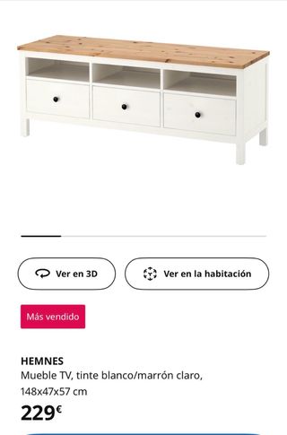 Mueble TV Ikea Hemnes Blanco