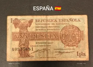 Billete 1 Peseta España 1937 Provisional