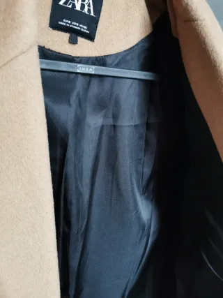 Abrigo Zara Beige Mujer, forrado, tela de abrigo