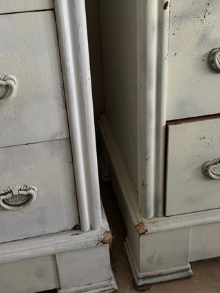 2 Mesitas de noche retro vintage madera y mármol