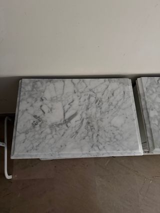 2 Mesitas de noche retro vintage madera y mármol