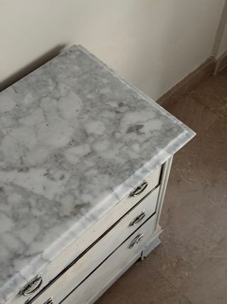 2 Mesitas de noche retro vintage madera y mármol