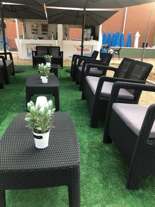 Conjunto terraza ratán negro y gris
