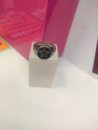 Anillo acero plateado estrella de david T24