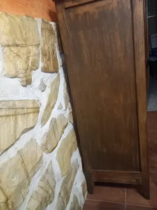 Aparador madera pino roble con vitrina