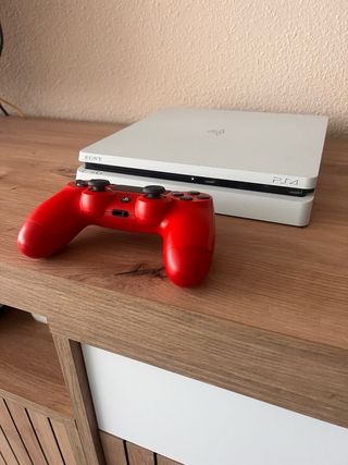 Consola PS4 Slim Blanca + Mando Rojo