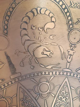 Bandeja cobre marroquí vintage zodiaco