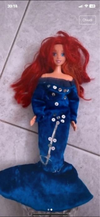 Bambola sirena vestito blu