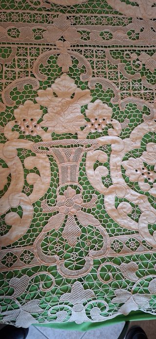 Coperta matrimoniale Burano lino beige/verde