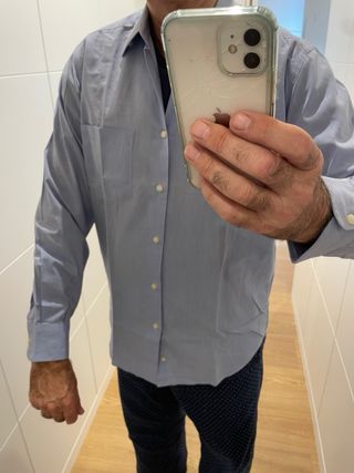 Camisa de vestir Cardigan azul caballero