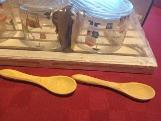 Antipastiera 3 posti con base e cucchiaini bambù