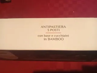 Antipastiera 3 posti con base e cucchiaini bambù