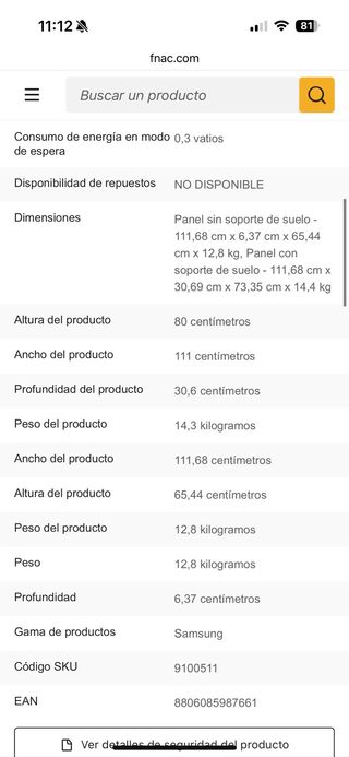 Televisión Samsung Negra