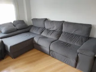 Sofá salón chaislong motorizado. Tela lavable 3m.