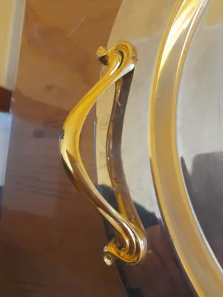 Vassoio in acciaio inox e decoro bagnato oro 24