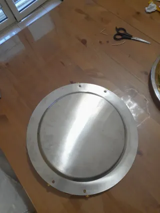 Vassoio in acciaio inox e decoro bagnato oro 24