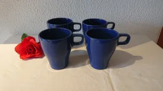 4 Tazas tipo mug Ikea Azules Porcelana