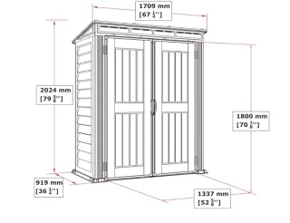 Caseta de jardín de plástico beige y gris