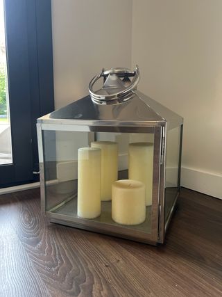 Farol decorativo metal y cristal