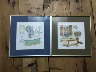 Cuadros de baño con marco metálico