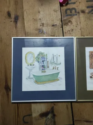 Cuadros de baño con marco metálico