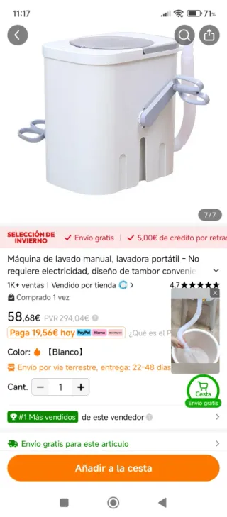 Lavadora Portátil Manual - Sin Electricidad