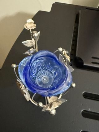 Porta candela fiore blu