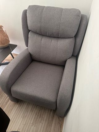 Sillón individual gris tela