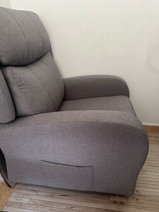 Sillón individual gris tela