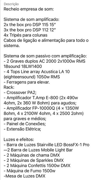 Equipamento de som e luz para eventos