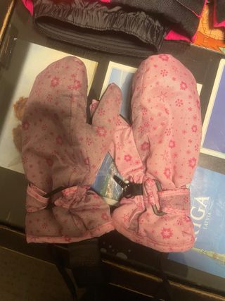 Mono de nieve rosa para niña 5-7 años con manoplas