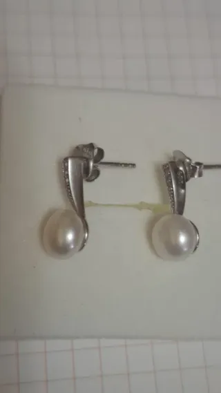 Pendientes Plata Perla y Circonitas