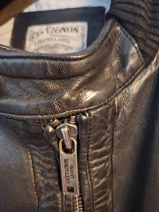 Chaqueta Biker Piel Chevignon Negra