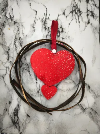 Decorazione Cuori Rossi con Glitter