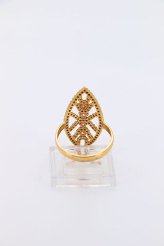 LANZADERA CIRCONITAS 4 PIEDRAS ROSAS. Oro 18k.