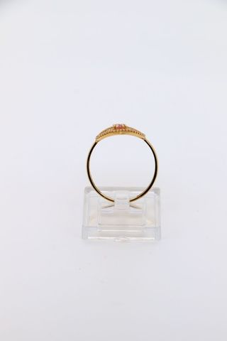 LANZADERA CIRCONITAS 4 PIEDRAS ROSAS. Oro 18k.