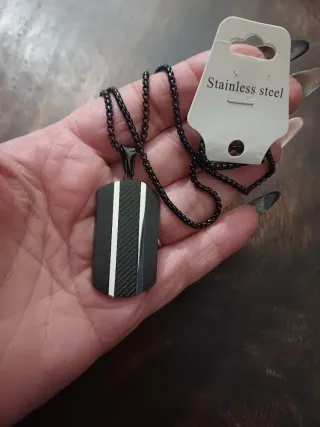 Collana uomo acciaio nero e argento