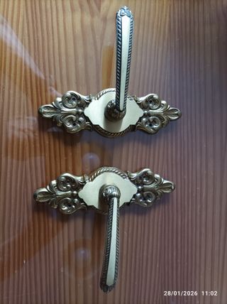 9 Manivelas Puerta Latón Antiguas