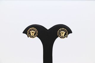 PENDIENTES ONIX Y MEDUSA REDONDOS. Oro 18k.